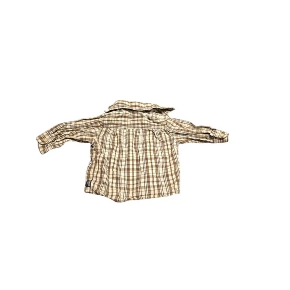 OshKosh Bgosh Toddler Boys Brown Plaid Long Sleeve Button Down Shirt Size 3T